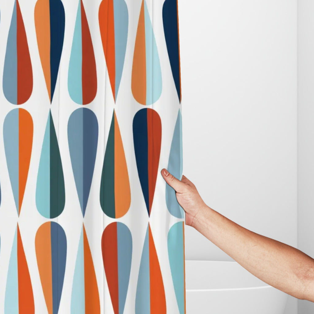 Mid-Century Modern Abstract Geometric Shower Curtain, 60 × 72 in