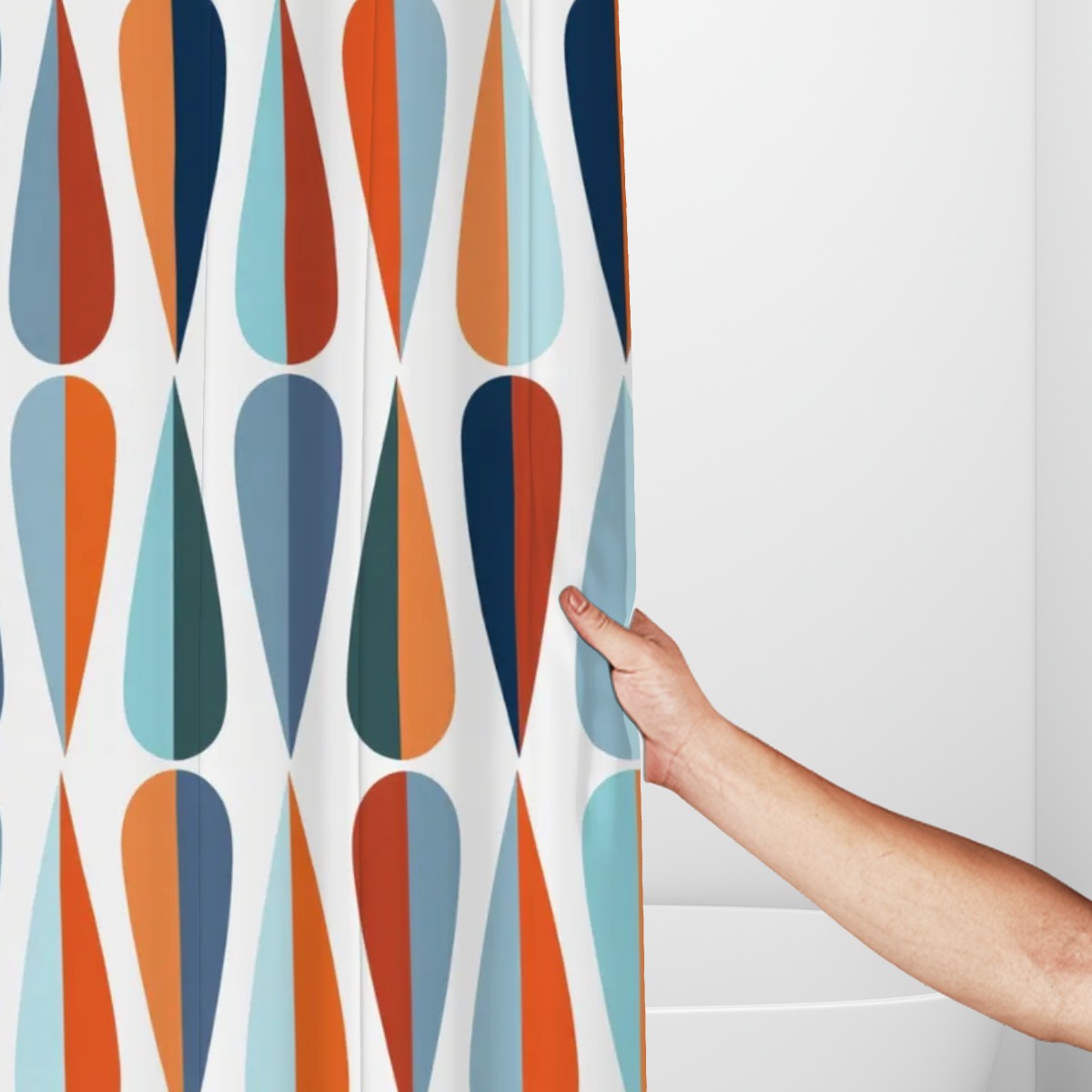 Mid-Century Modern Abstract Geometric Shower Curtain, 60 × 72 in
