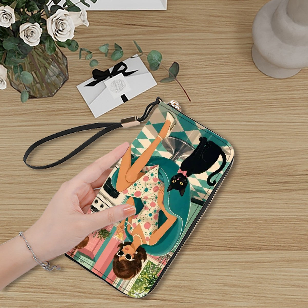Atomic Kitchen Hostess & Cat Wristlet Wallet