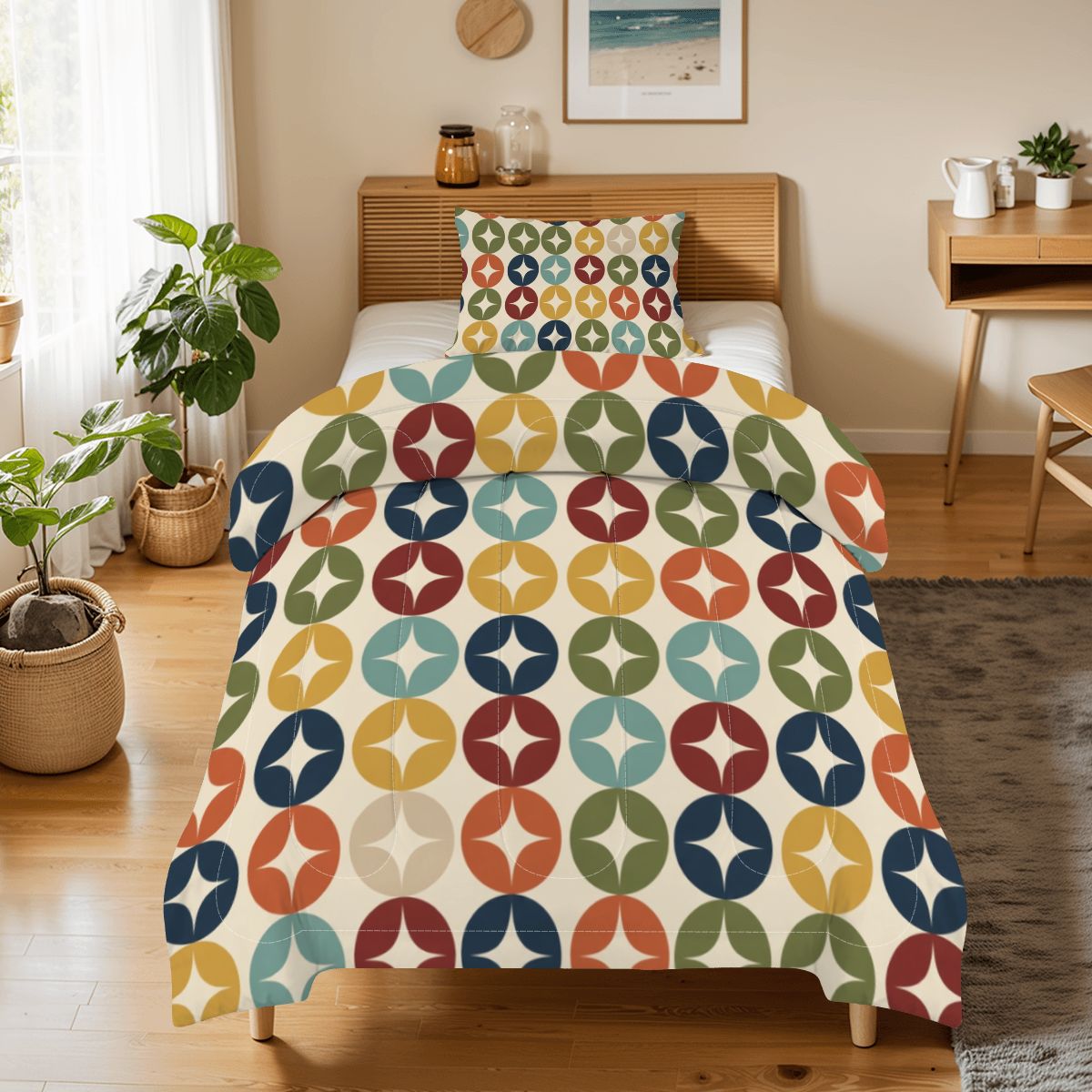 Mid-Century Modern Circular Medallion Comforter Set