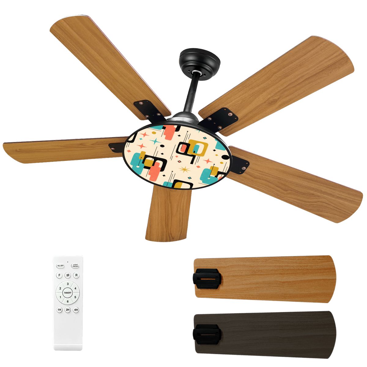 Multicolor Atomic 42-Inch Ceiling Fan with Light
