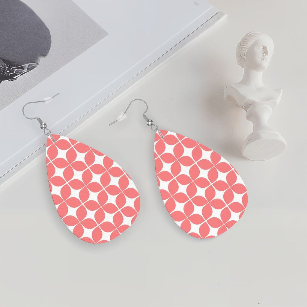 MCM-Era Atomic Circle Print Teardrop Earrings