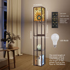 Mid-Century Modern Sunburst Print Shelf Floor Lamp