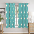 Mid-Century Modern Turquoise Starburst Blackout Curtains, 2-Piece Set