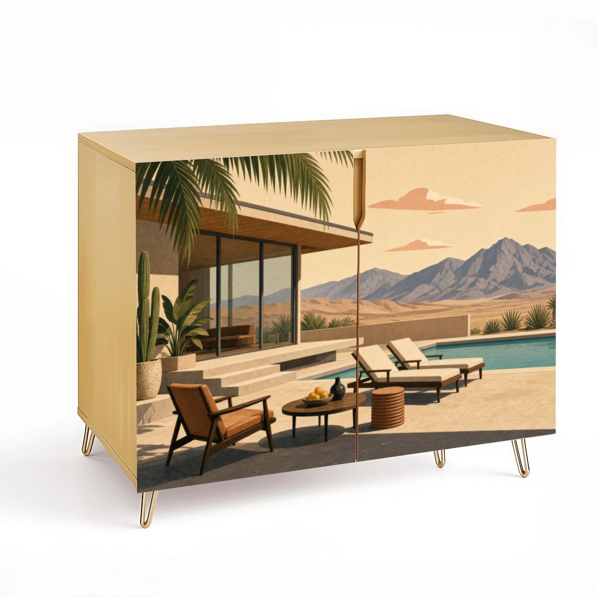 Palm Springs Mid-Century Modern Wooden Storage Cabinet