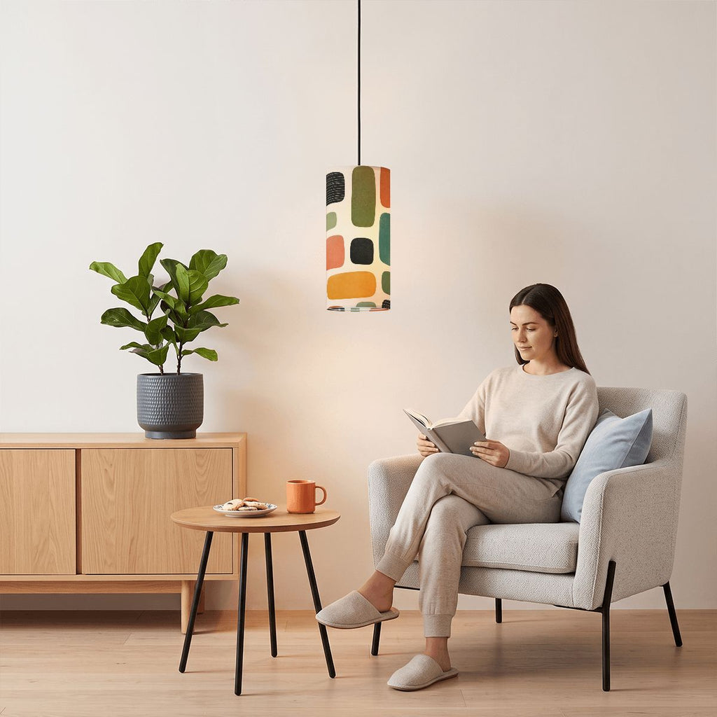 Rounded Blocks Pendant Light | Mid-Century Modern Cylinder Ceiling Light