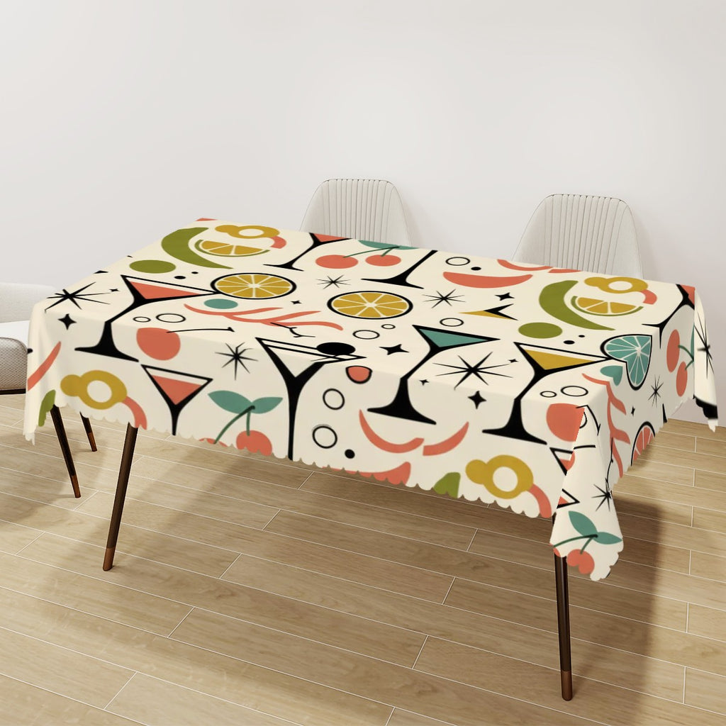 Atomic Martini Glasses Mid-Century Modern Tablecloth