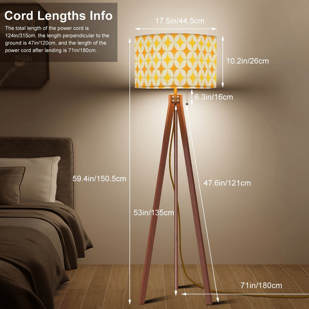 Mid-Century Mustard Geometric Tripod Floor Lamp