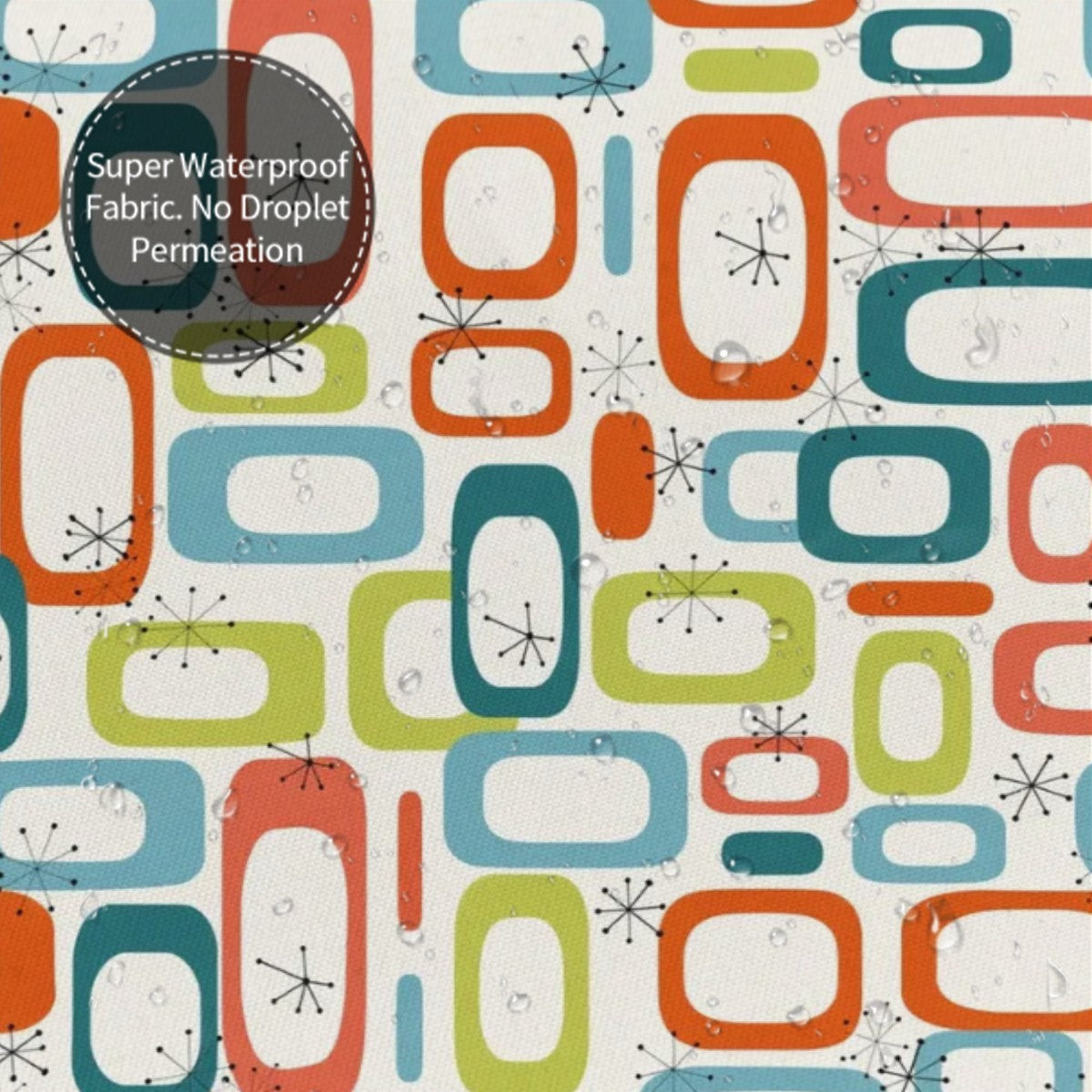 Mid-Century Modern Atomic Motif Shower Curtain, 60 × 72 in