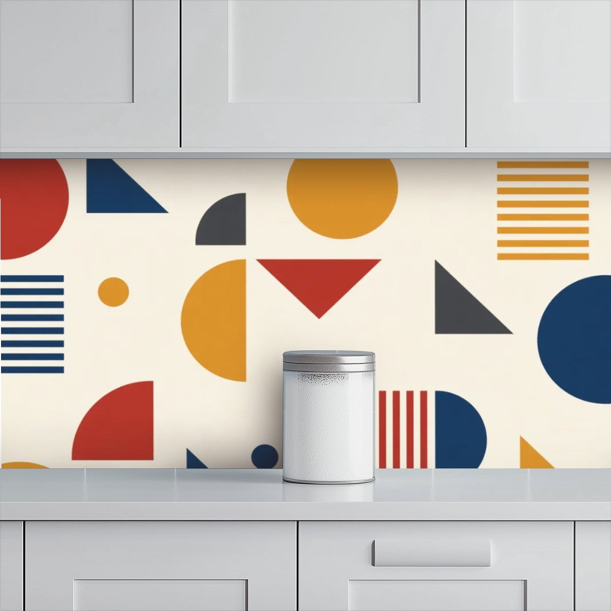 Mid-Century Modern Bauhaus Geometric Peel-and-Stick Wallpaper