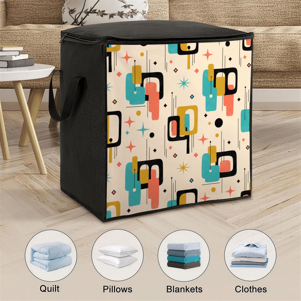 Mid-Century Modern Geometric Comforter Storage Bag