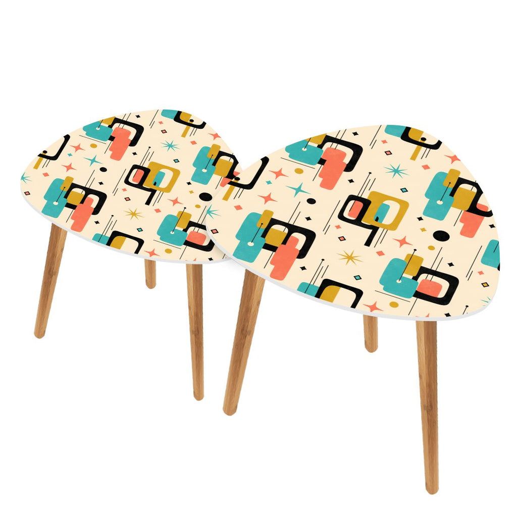 Mid-Century Modern Colorblock Atomic Nesting Tables