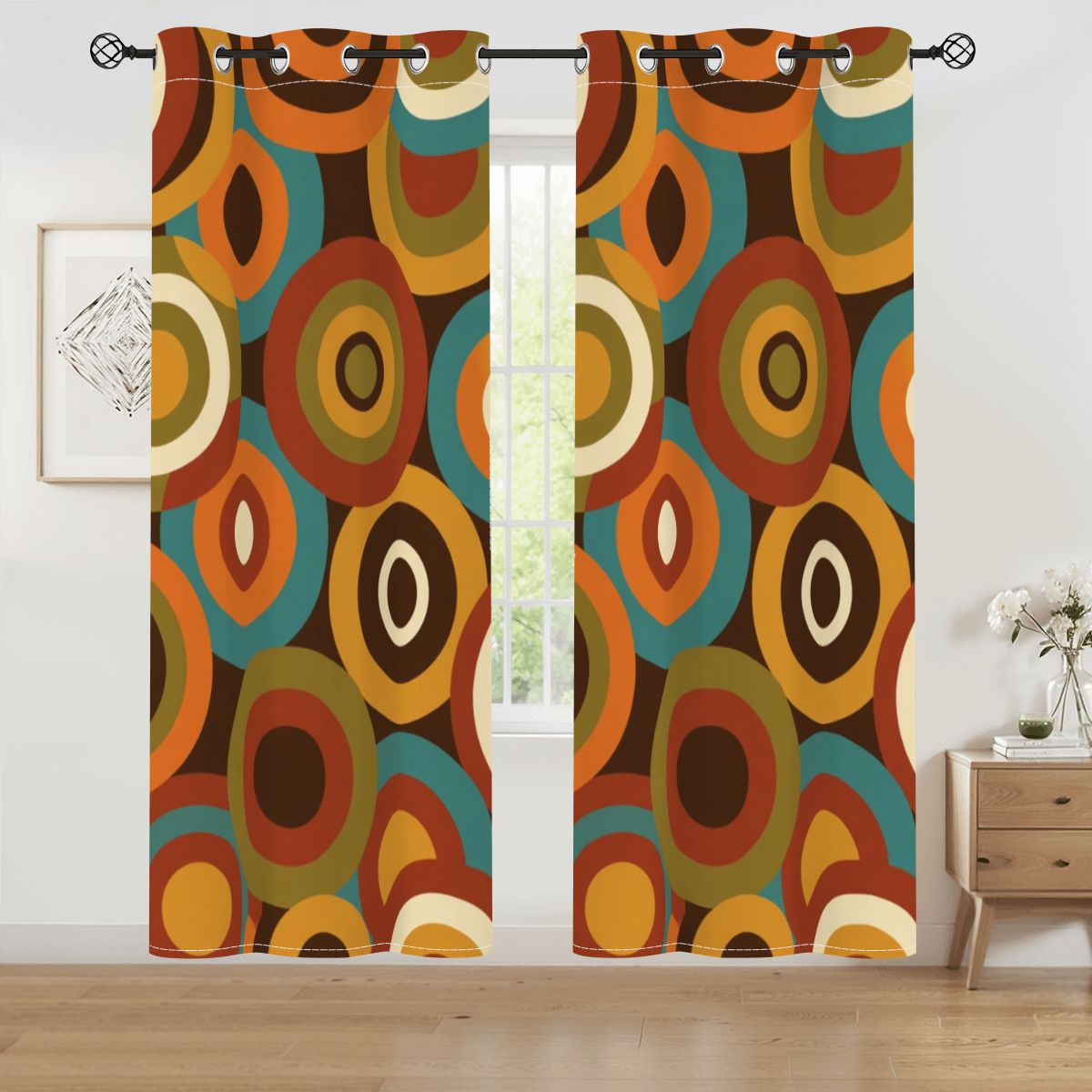 Mid-Century Modern Atomic Orbit Blackout Curtains
