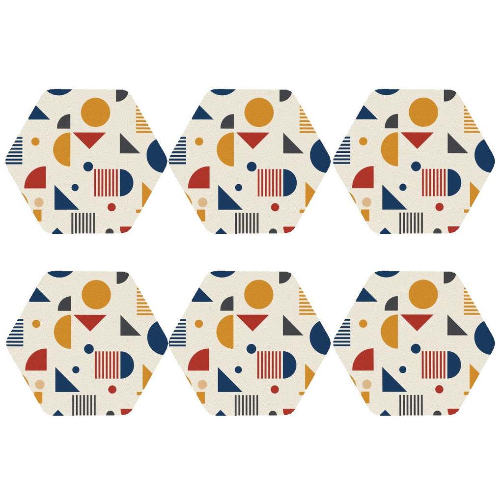 Bauhaus Geometric Hexagon Coaster Set