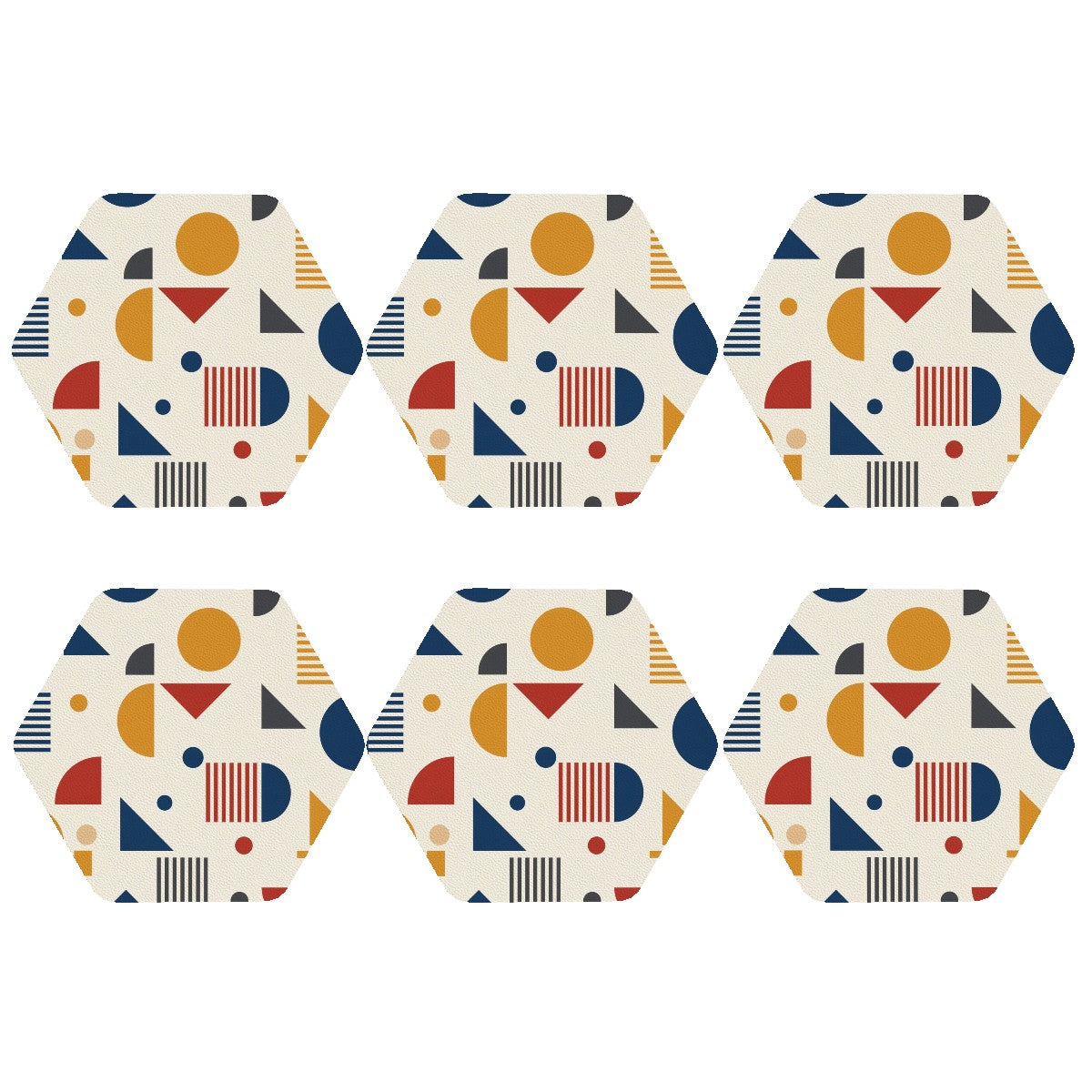 Bauhaus Geometric Hexagon Coaster Set
