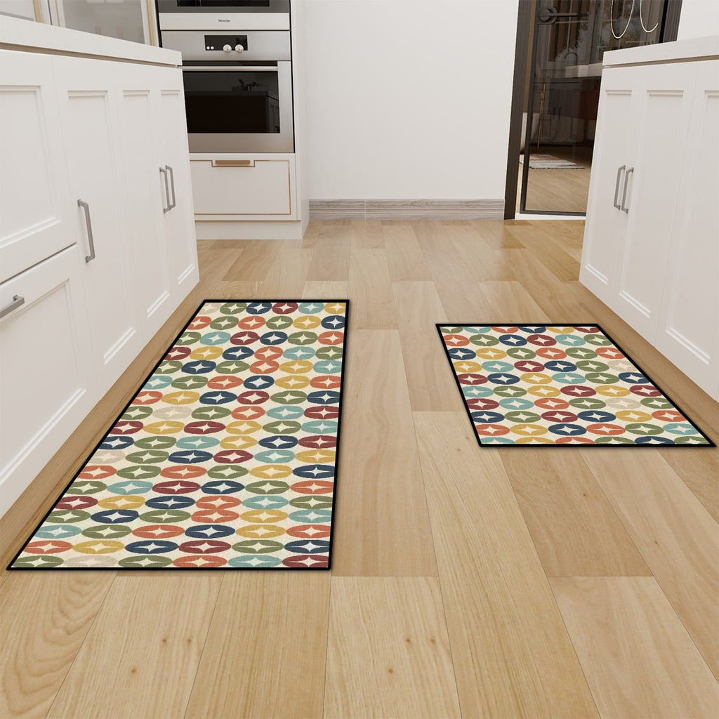Mid-Century Modern Geometric Kitchen Mat Set