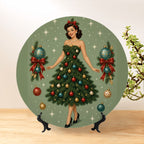 Mid-Century Modern Atomic Christmas Tree Ceramic Decorative Plate