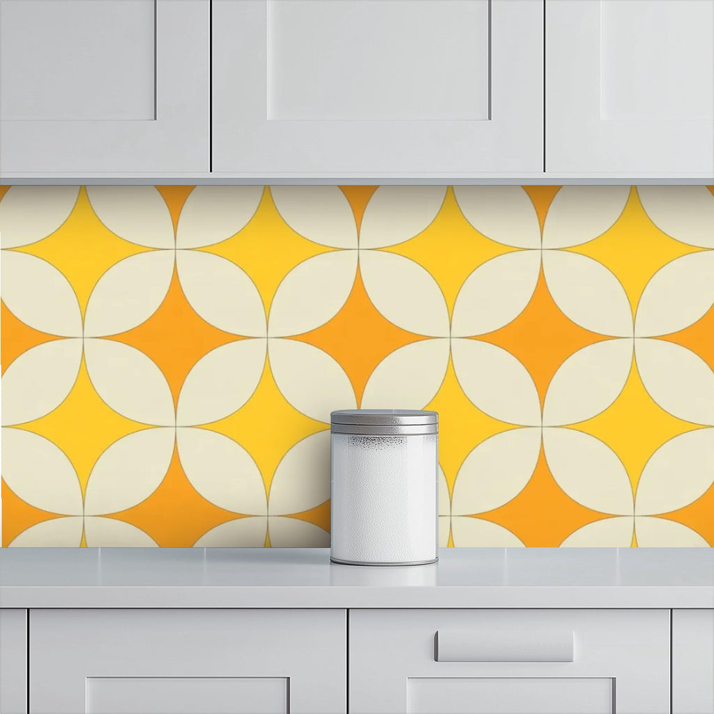 Mid-Century Mustard & Burnt Orange Geometric Wallpaper