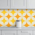 Mid-Century Mustard & Burnt Orange Geometric Wallpaper