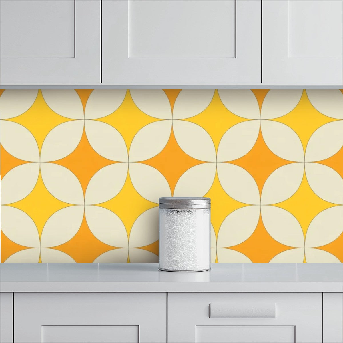 Mid-Century Mustard & Burnt Orange Geometric Wallpaper