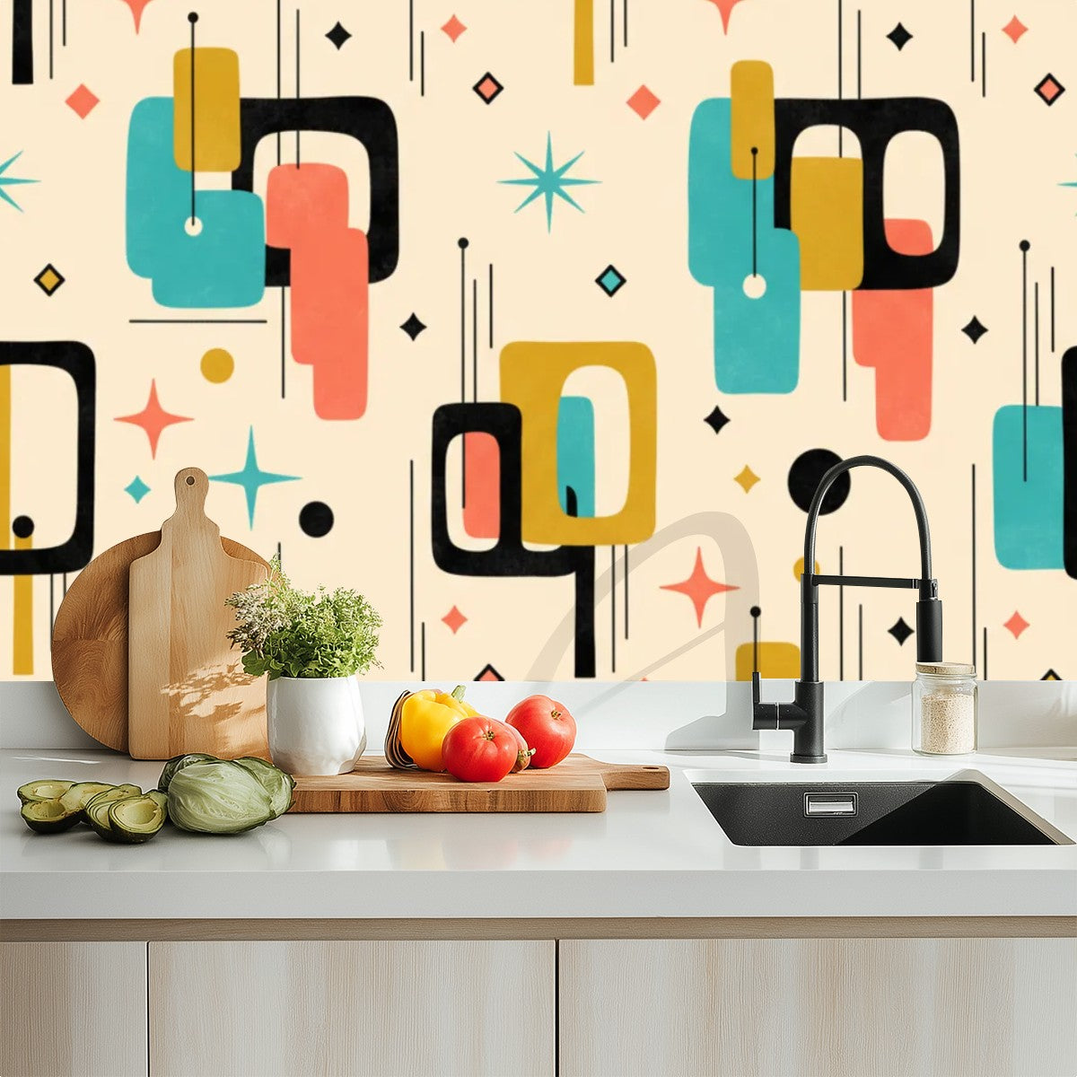 Mid-Century Modern Mod Geo Peel-and-Stick Wallpaper