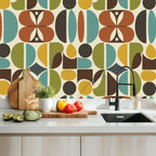 Biomorphic Color Field Mid-Century Peel-and-Stick Wallpaper