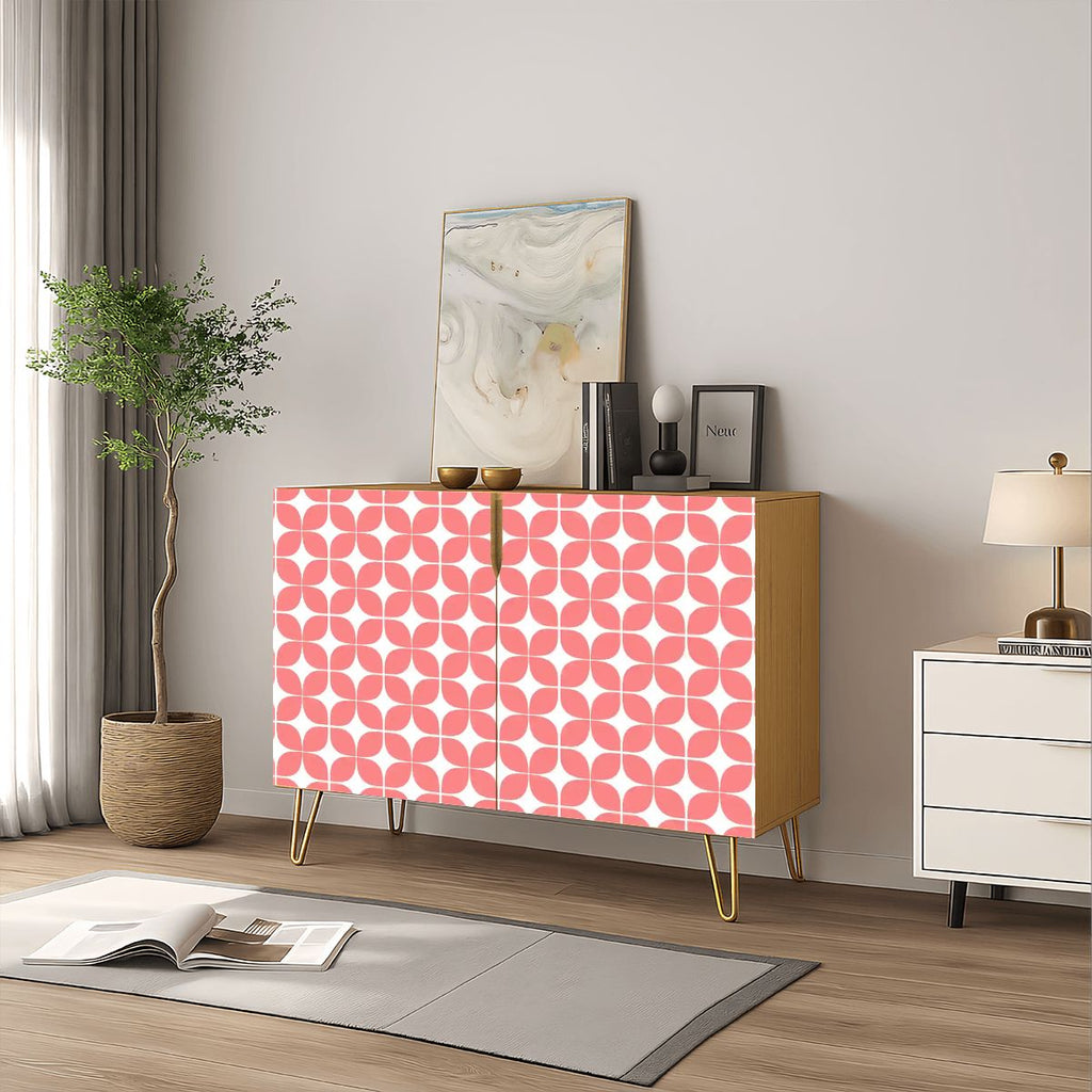 Mid-Century Modern Coral Atomic Geometric Storage Cabinet, Made in USA