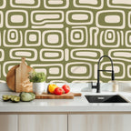 Mid-Century Organic Geometric Peel-and-Stick Wallpaper