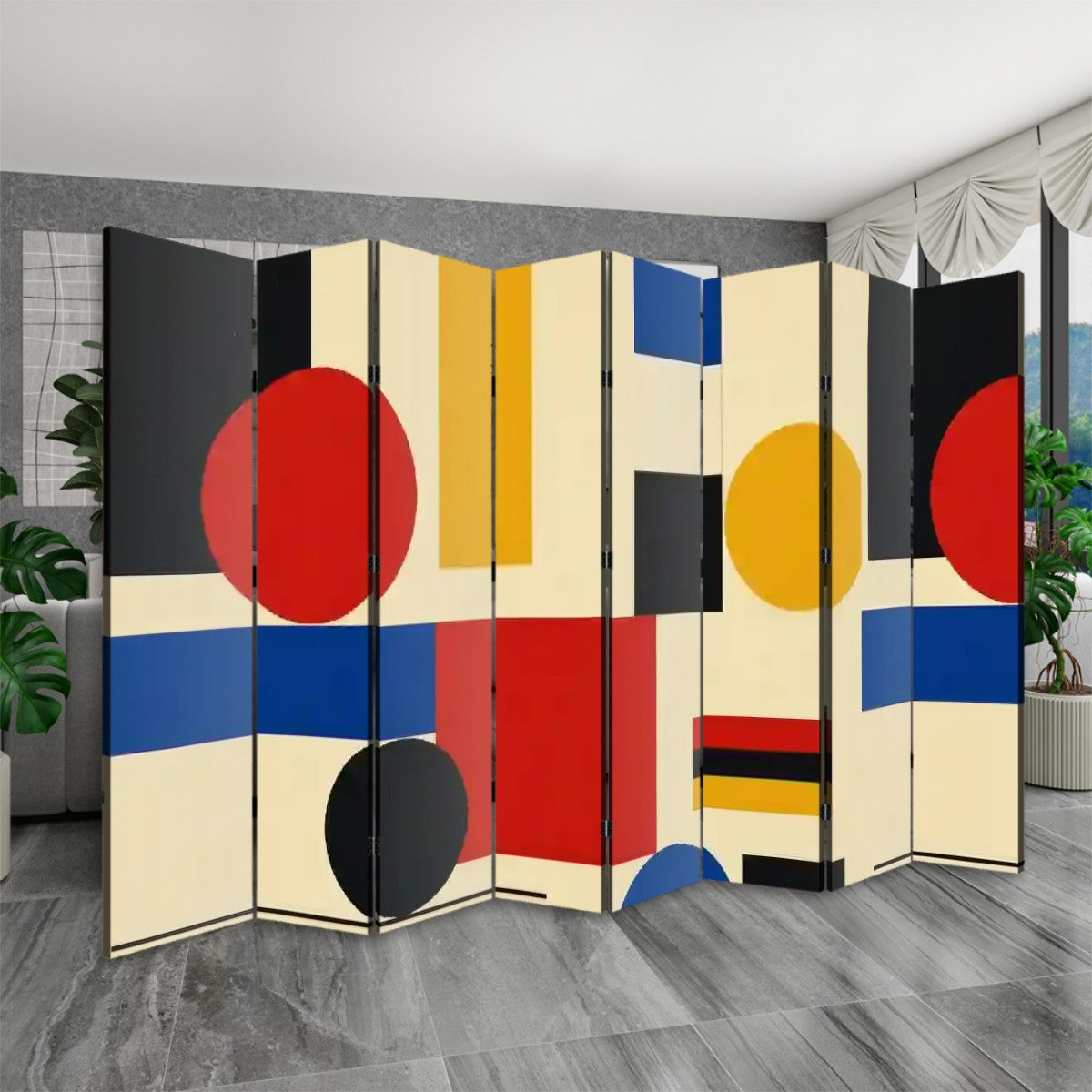 Bauhaus Geometric 8-Panel Room Divider