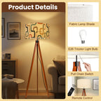 Mid-Century Modern Meander Print Tripod Floor Lamp