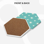 Mid-Century Modern Turquoise Starburst Ceramic Coaster Set