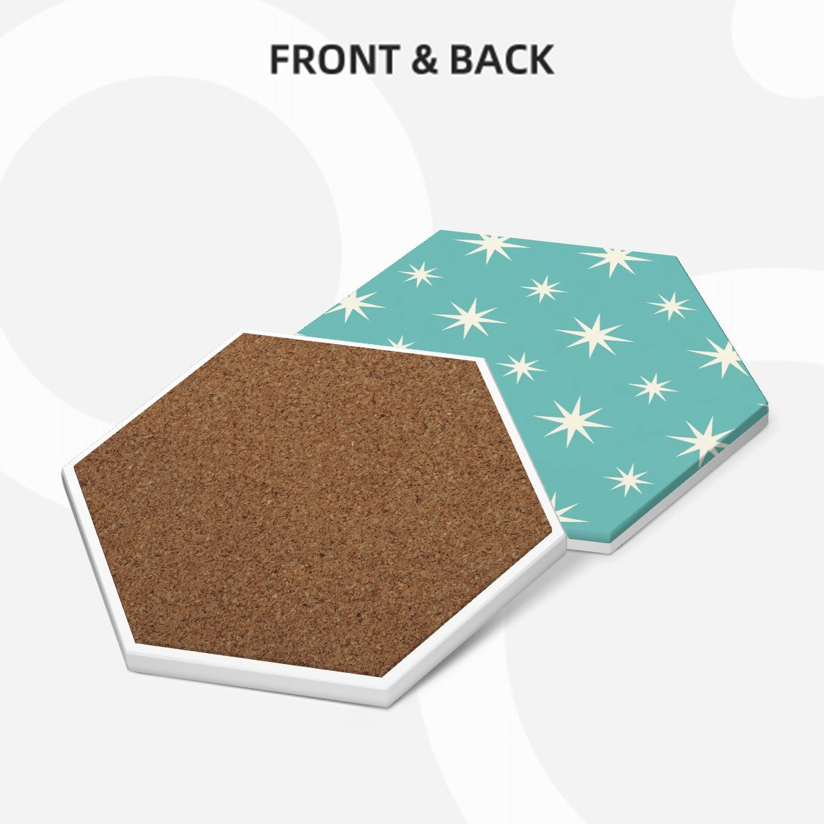 Mid-Century Modern Turquoise Starburst Ceramic Coaster Set