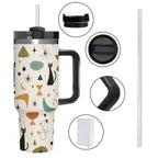 MCM-Era Cat & Botanical Atomic Print 40 oz Travel Tumbler