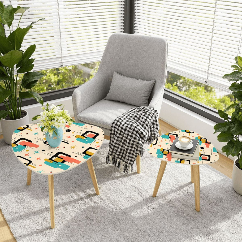 Mid-Century Modern Colorblock Atomic Nesting Tables