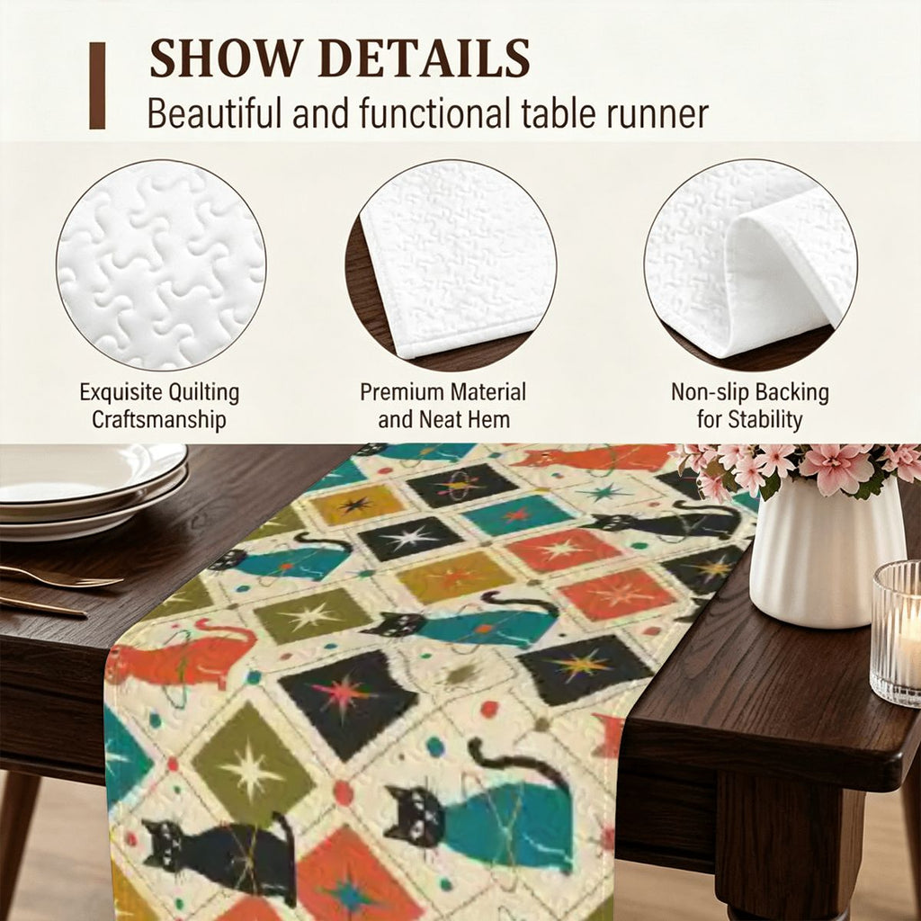 Mid-Century Mosaic Geometric Table Runner