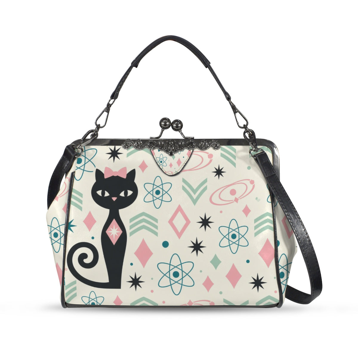 Atomic Cat Kiss-Lock Crossbody Bag