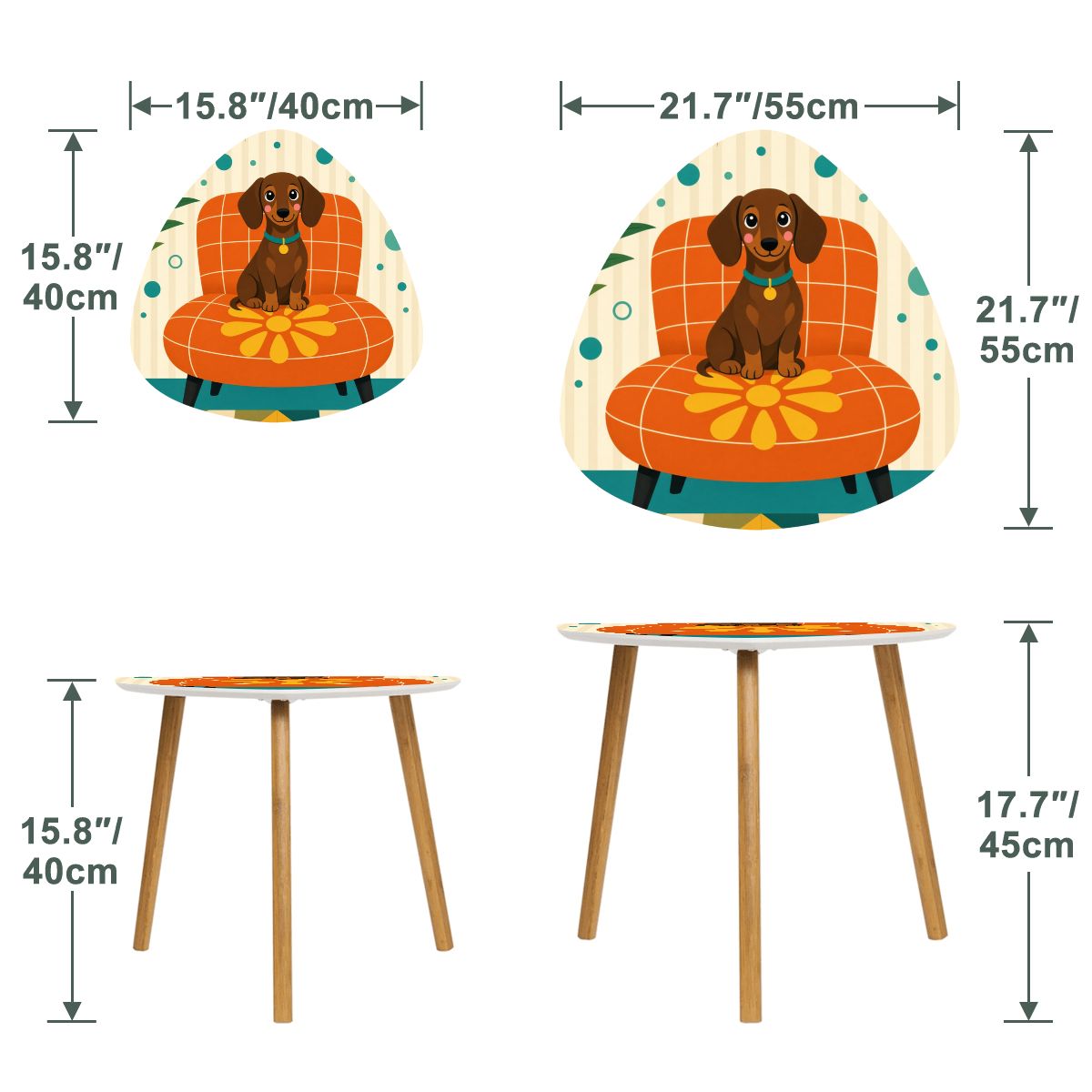 Mid-Century Modern Dog Print Nesting Coffee Table Set