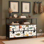Abstract Color-Block Five-Drawer Mid-Century Modern Media Console