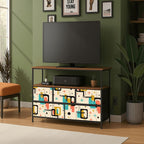 Color-Block Geometric Five-Drawer Mid-Century Modern Media Console