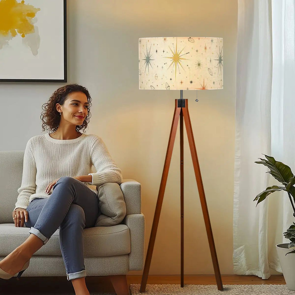 Mid-Century Modern Atomic Starburst Tripod Floor Lamp