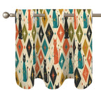 Mid-Century Modern Window Valance — Retro Diamond Ikat, 2 Panels (52"×18")