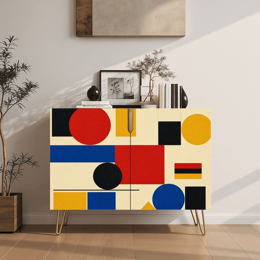Bauhaus Geometric Wooden Storage Cabinet