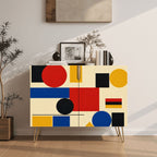 Bauhaus Geometric Wooden Storage Cabinet