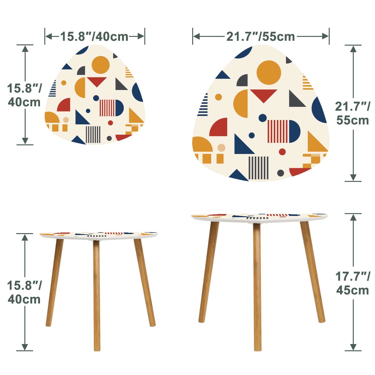 Bauhaus Geometric Nesting Coffee Table Set