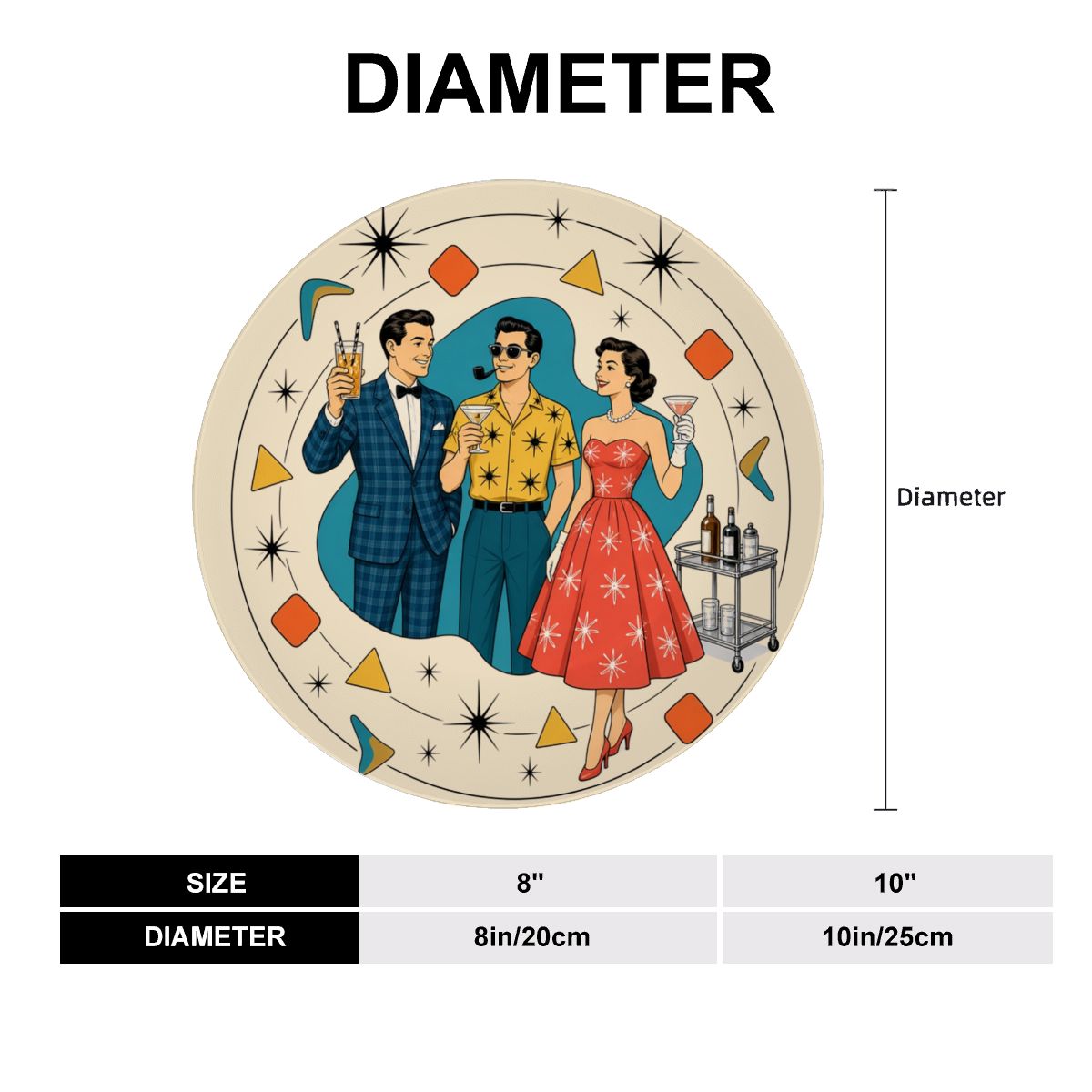 Mid-Century Modern Atomic Trio Ceramic Decorative Plate