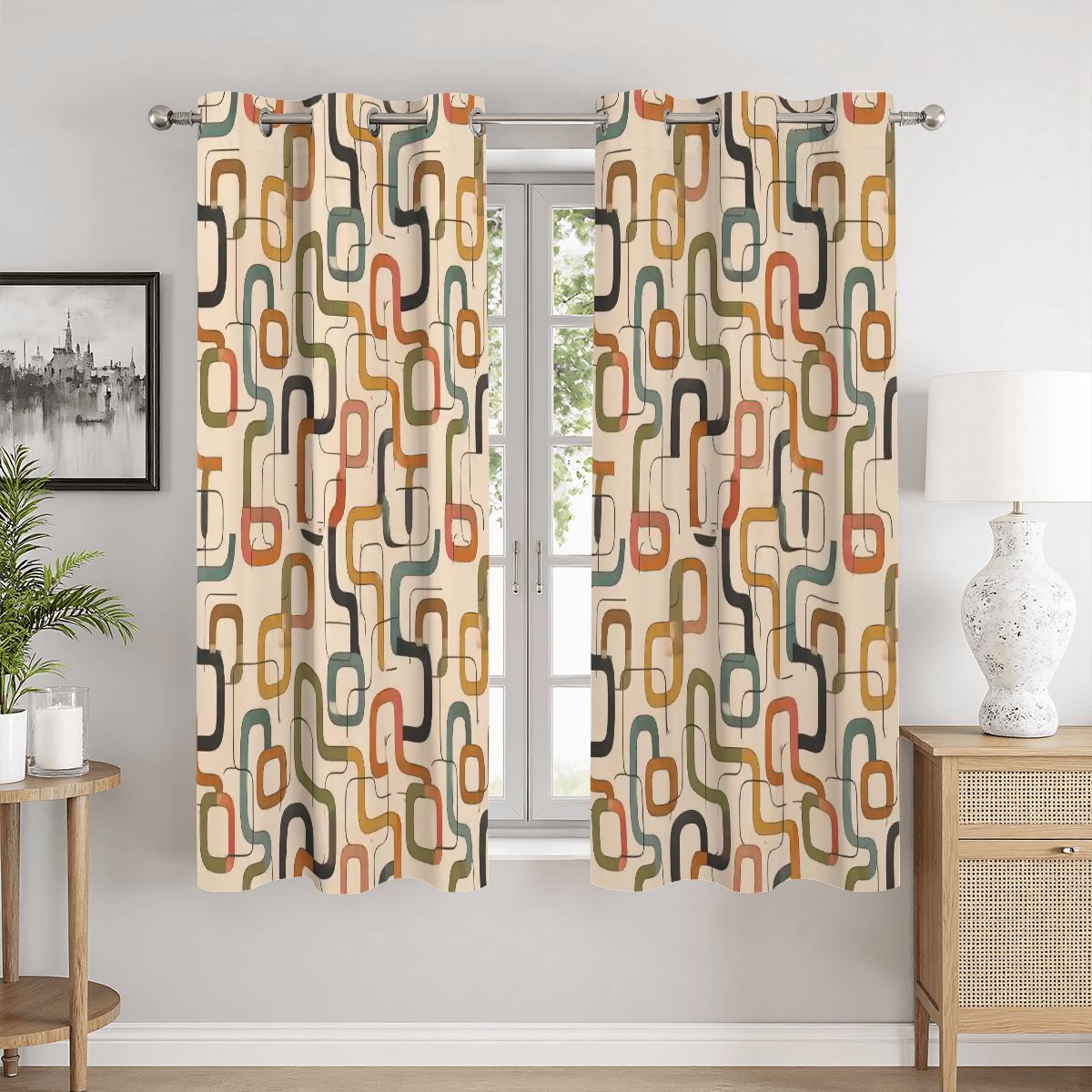 Mid-Century Modern Organic Geometric Blackout Curtains