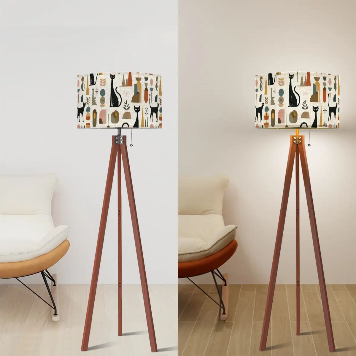 Mid-Century Modern Abstract Geometric Tripod Floor Lamp