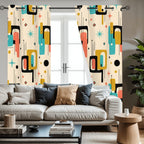 Atomic Bloom Mid-Century Modern Blackout Curtains