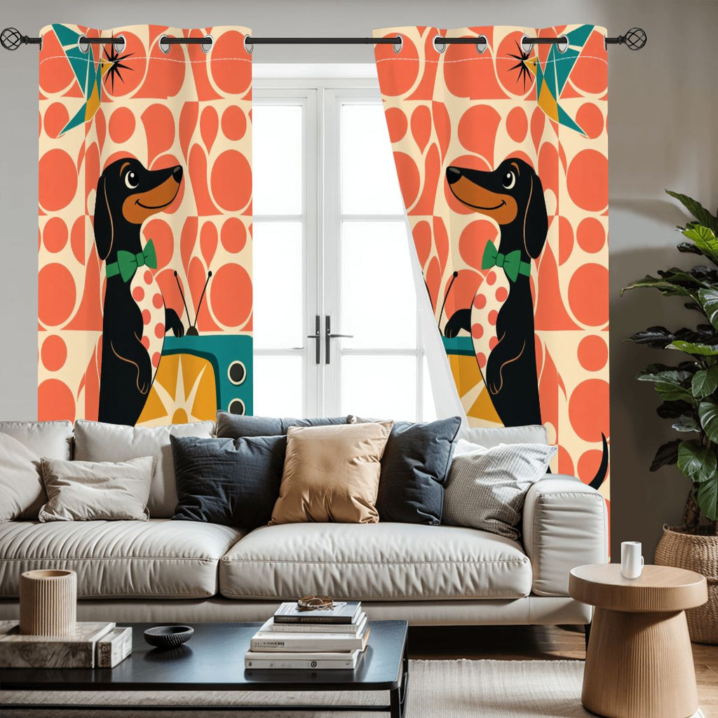 Mid-Century Modern Atomic Cat Blackout Curtains
