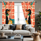 Mid-Century Modern Atomic Cat Blackout Curtains